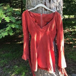 burnt orange suede mini dress